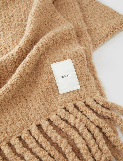 JOSEPH Fashion Women Bouclé Knit Scarf Camel