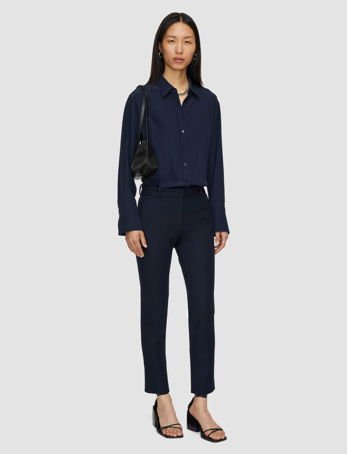 JOSEPH Fashion Women New Eliston Gabardine Stretch Trousers Navy