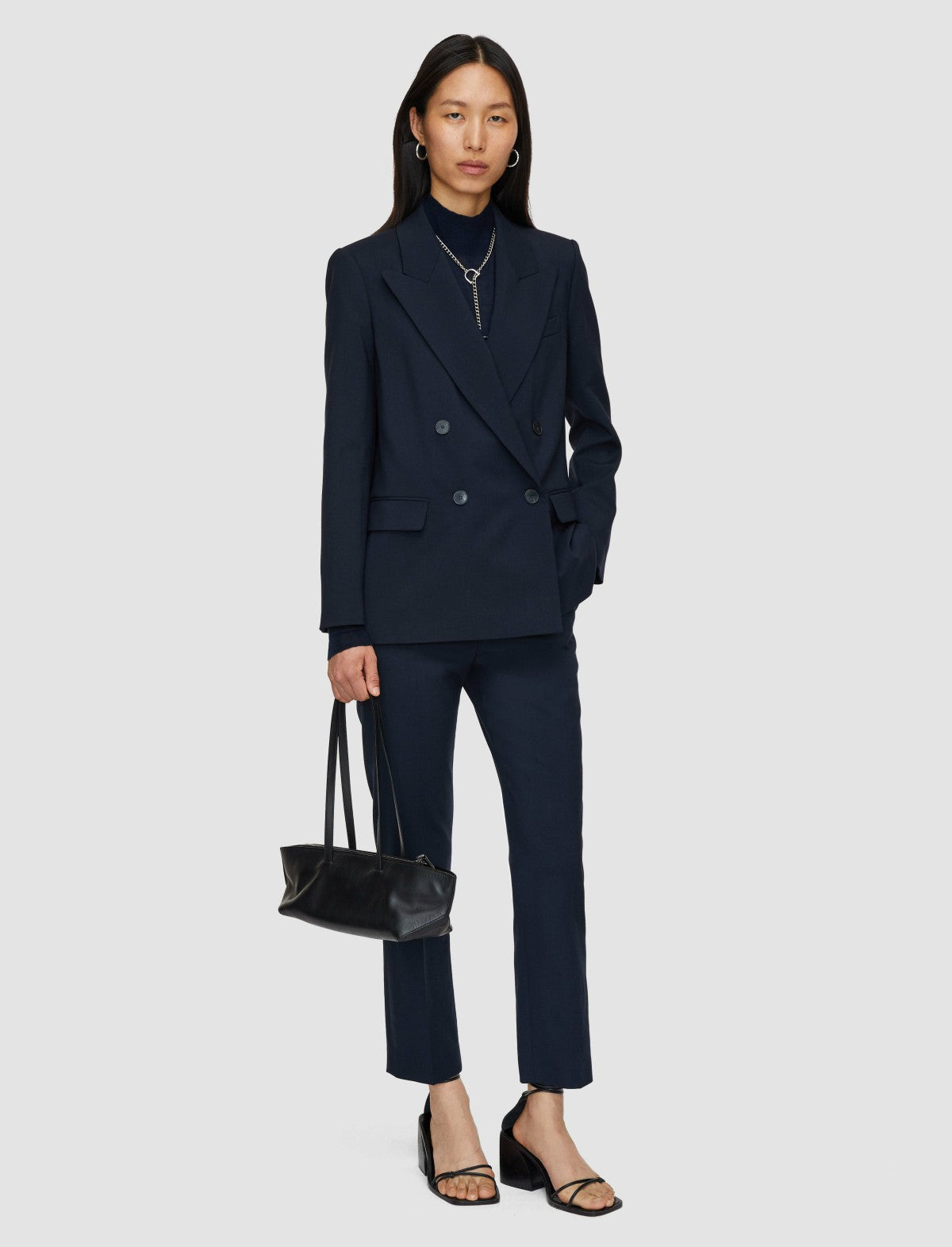 JOSEPH Fashion Women Jaden Tailoring Wool Stretch Jacket Navy