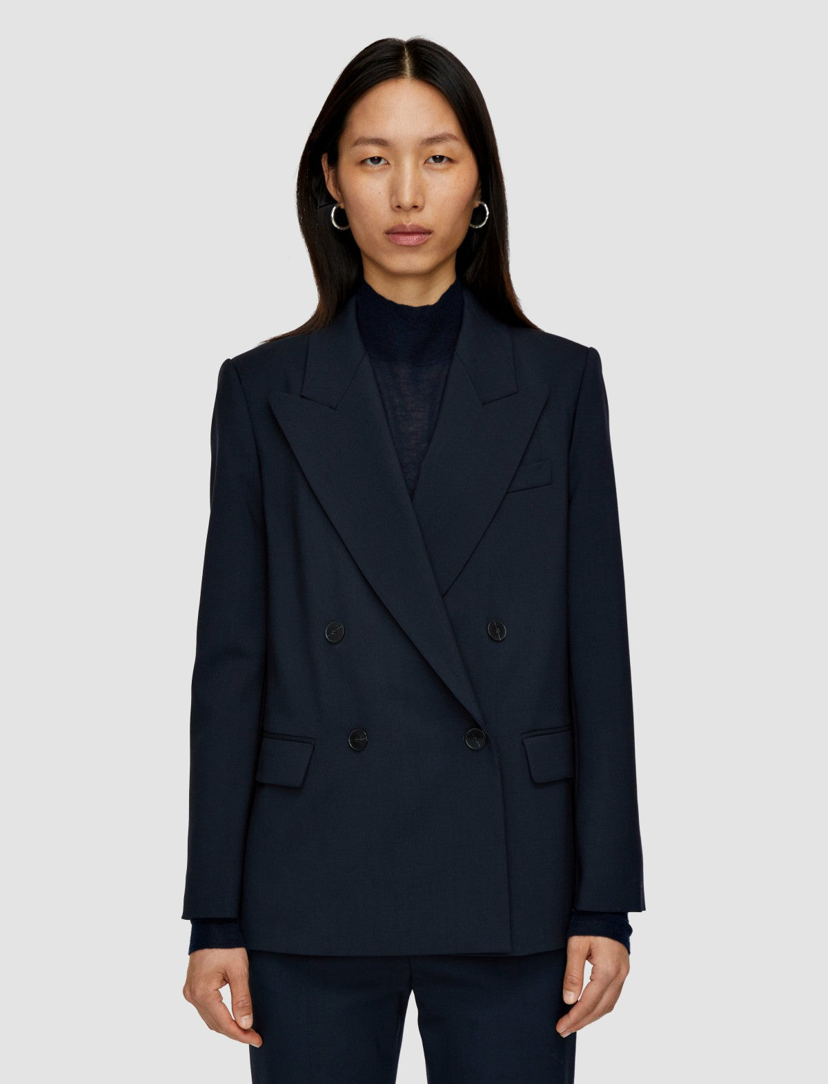 JOSEPH Fashion Women Jaden Tailoring Wool Stretch Jacket Navy