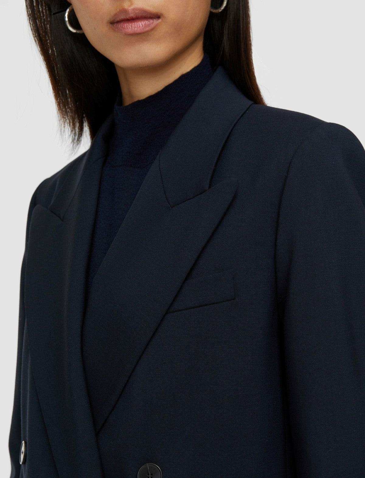 JOSEPH Fashion Women Jaden Tailoring Wool Stretch Jacket Navy