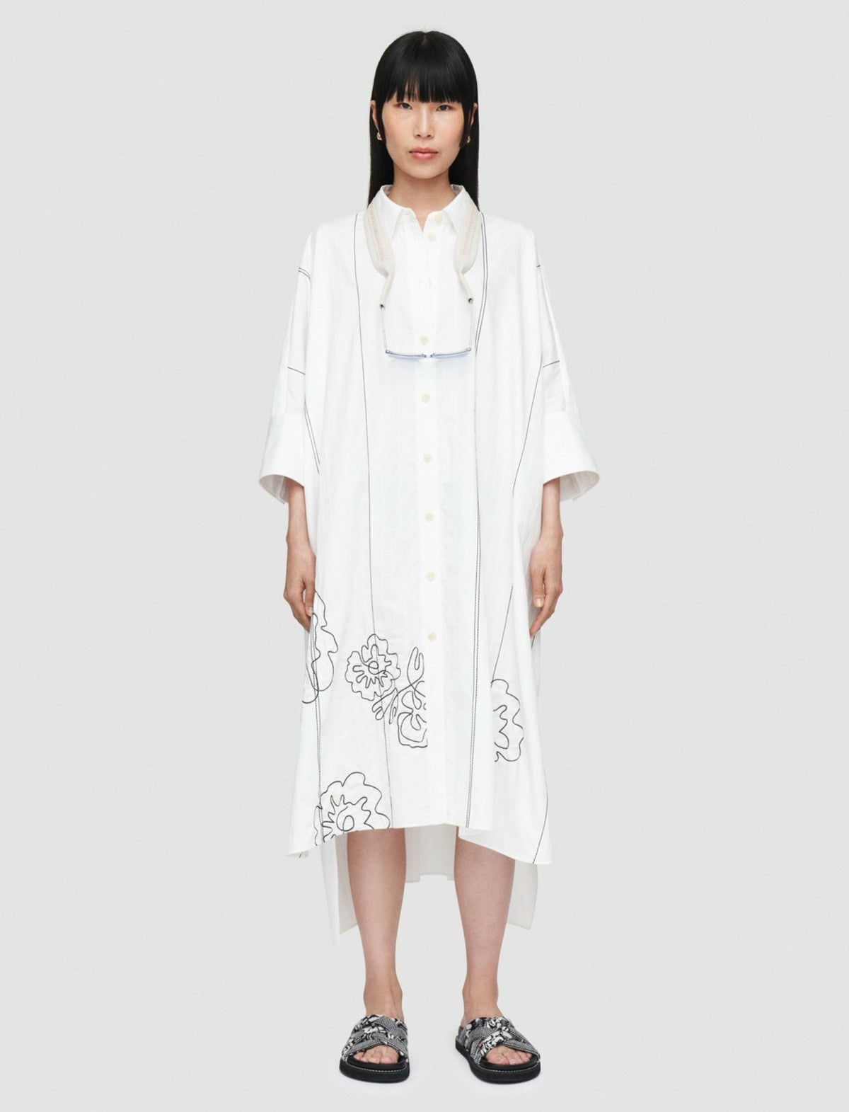 JOSEPH Fashion Women Floral Cotton Dania Dress Ivory