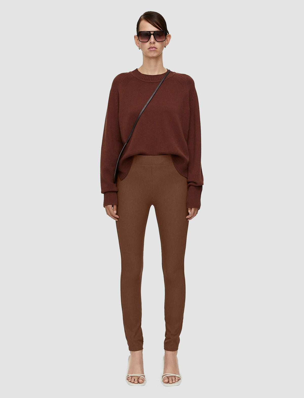 JOSEPH Fashion Women Gabardine Stretch Leggings Mahogany