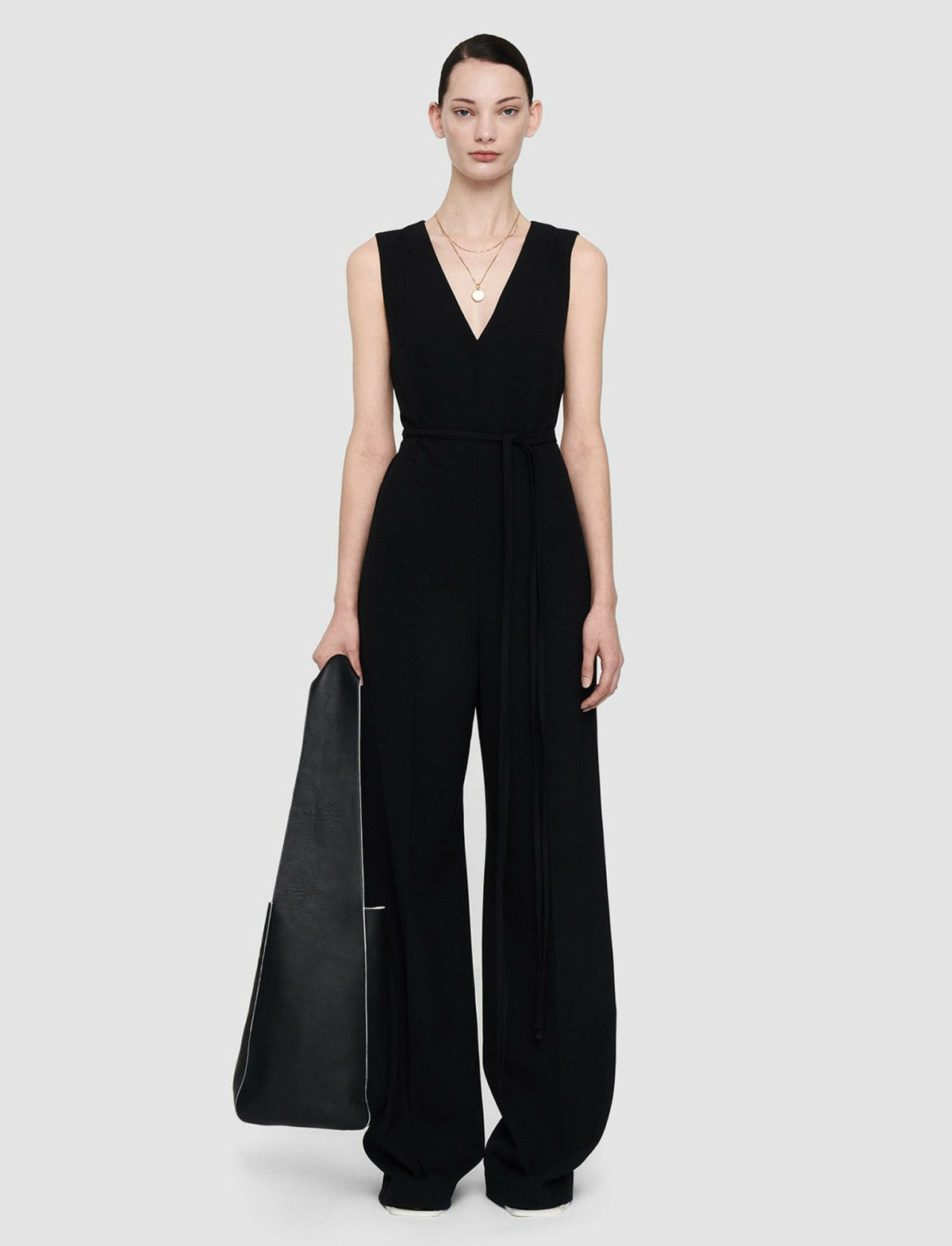 JOSEPH Fashion Women Formal Crepe Thiers Backless Jumpsuit Black