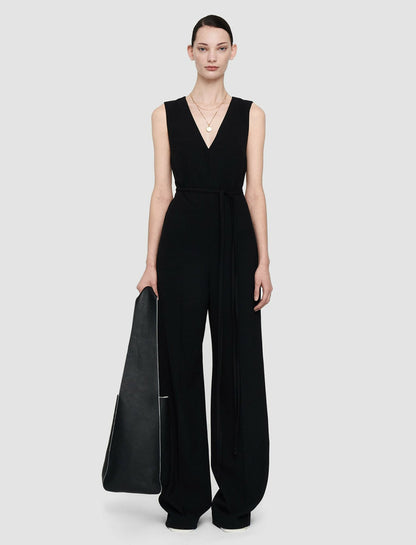 JOSEPH Fashion Women Formal Crepe Thiers Backless Jumpsuit Black