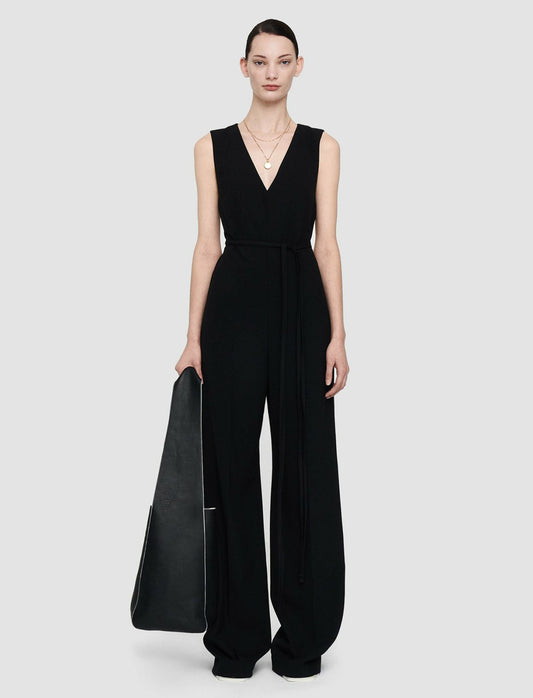JOSEPH Fashion Women Formal Crepe Thiers Backless Jumpsuit Black