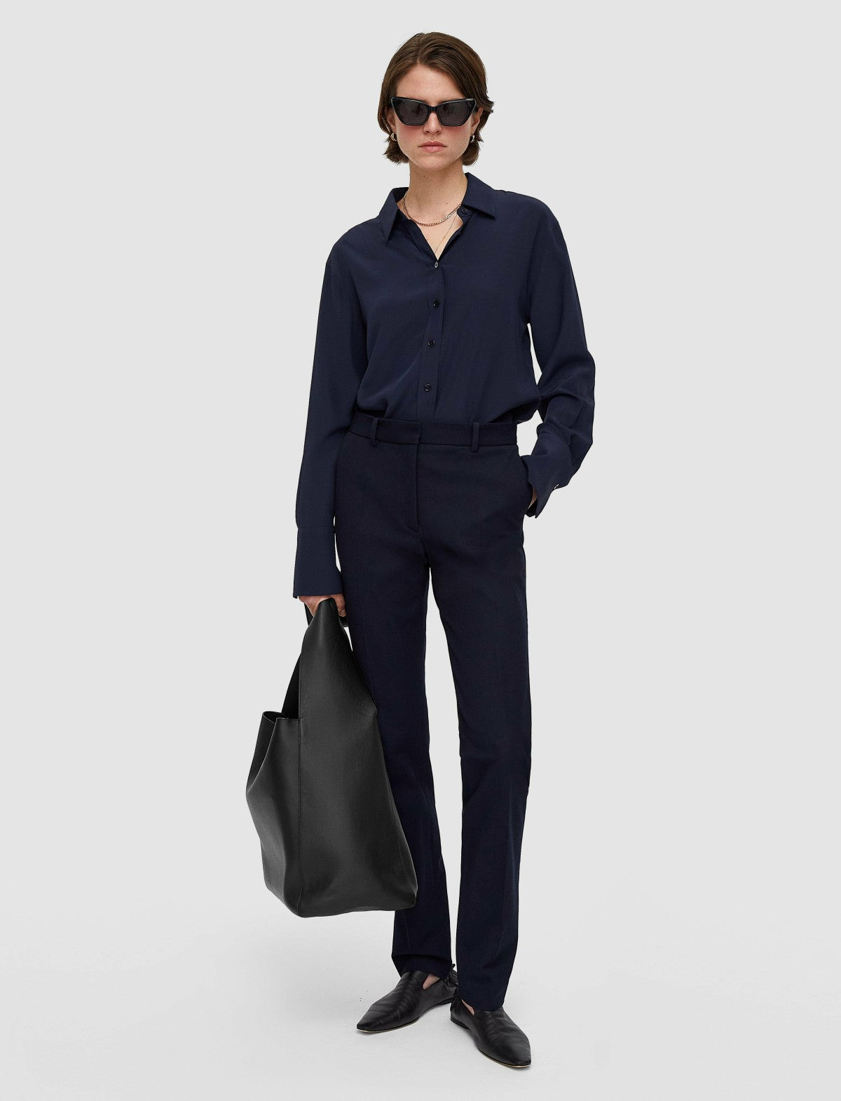 JOSEPH Fashion Women Gabardine Stretch Coleman Long Trousers Navy