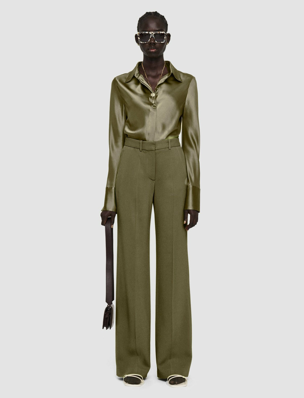 JOSEPH Fashion Women Comfort Cady Morissey Trousers Dark Olive