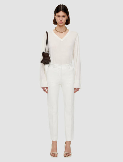 JOSEPH Fashion Women Coleman Gabardine Stretch Trousers Oyster White