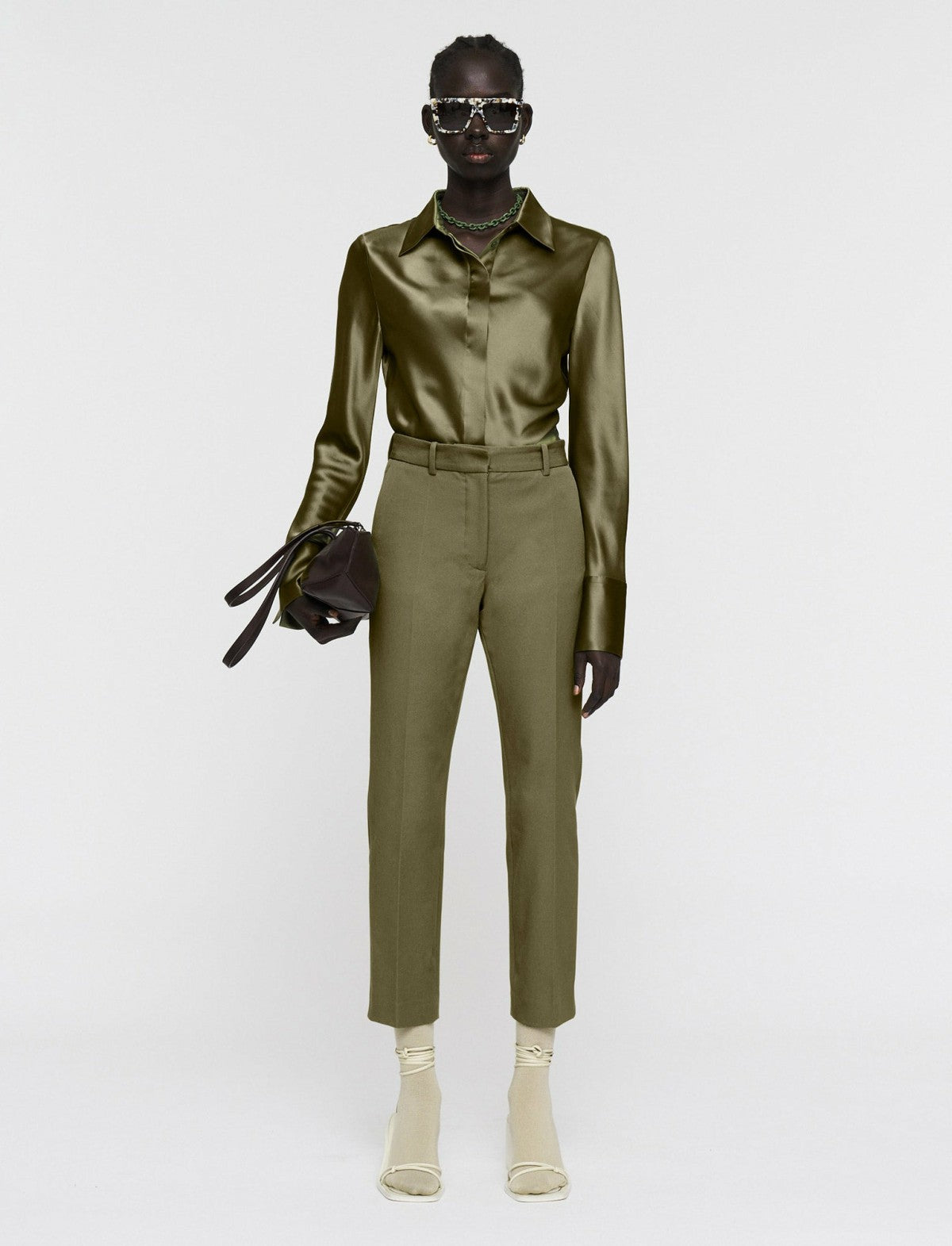 JOSEPH Fashion Women Coleman Gabardine Stretch Trousers Dark Olive