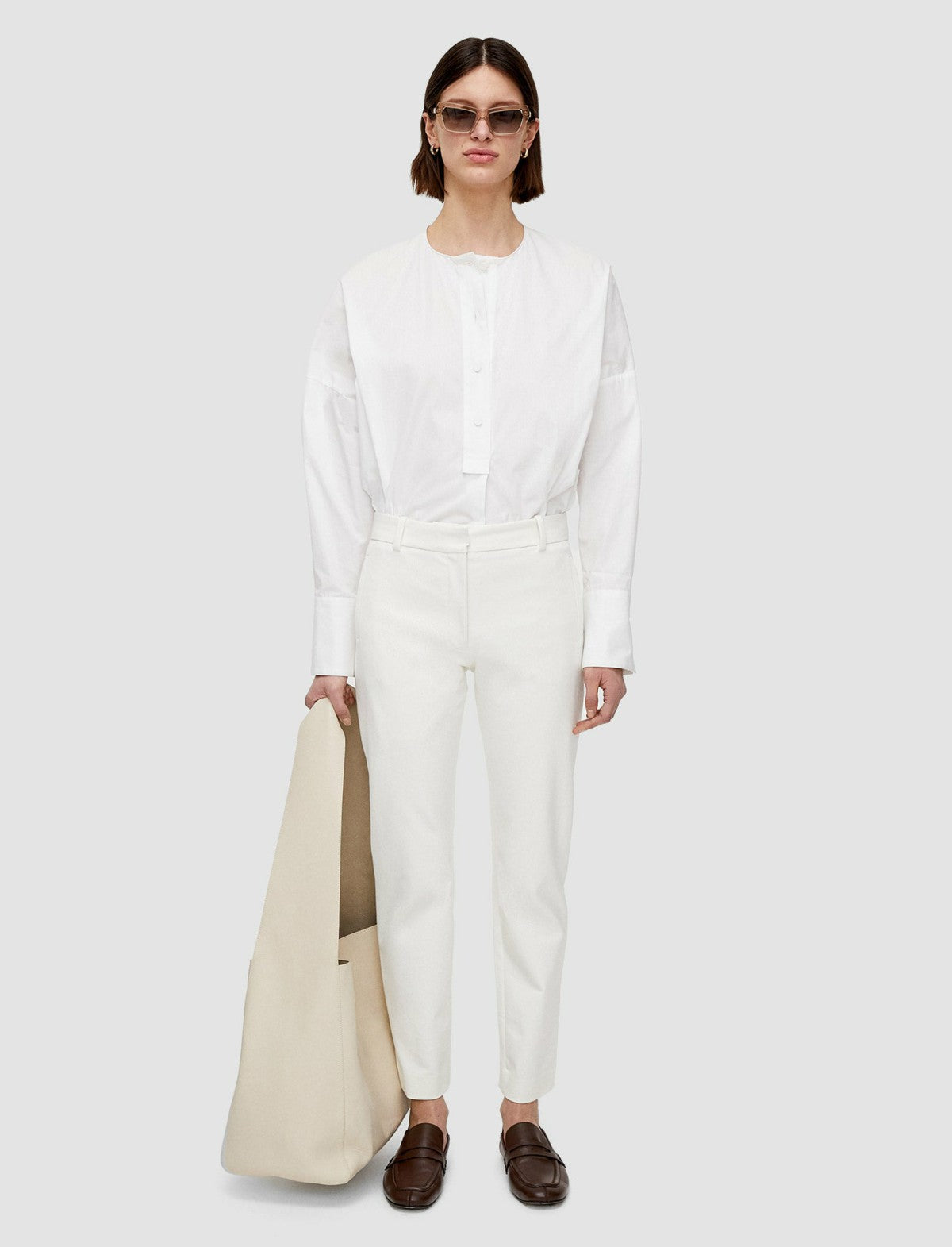 JOSEPH Fashion Women New Eliston Gabardine Stretch Trousers Oyster White