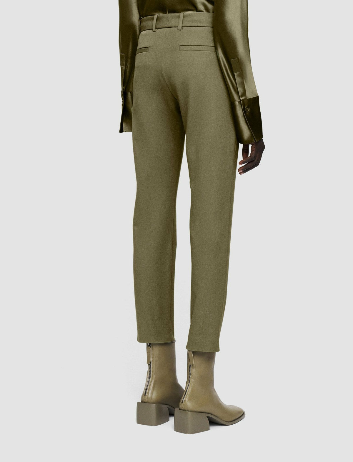 JOSEPH Fashion Women New Eliston Gabardine Stretch Trousers Dark Olive