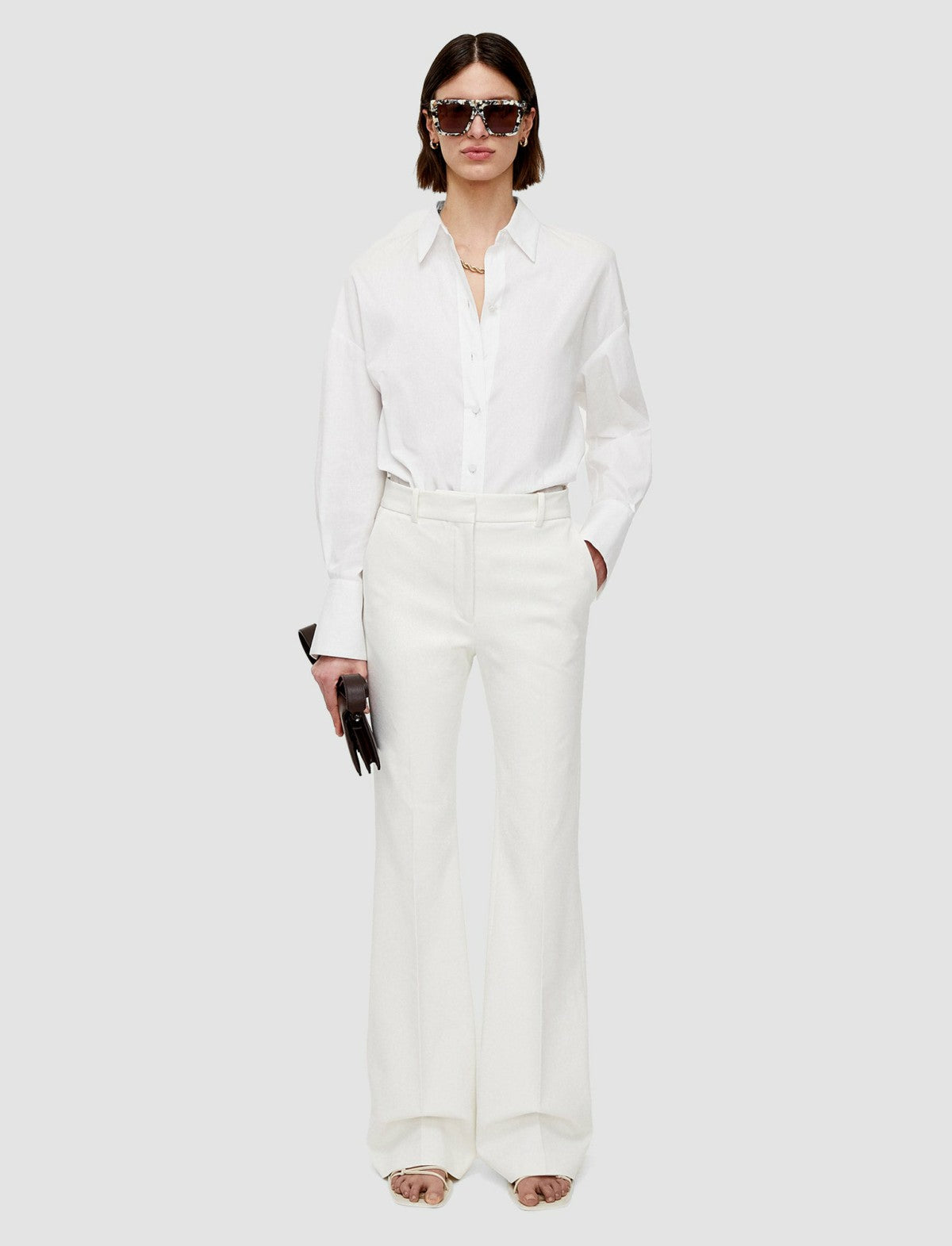 JOSEPH Fashion Women Tafira Gabardine Stretch Trousers Oyster White