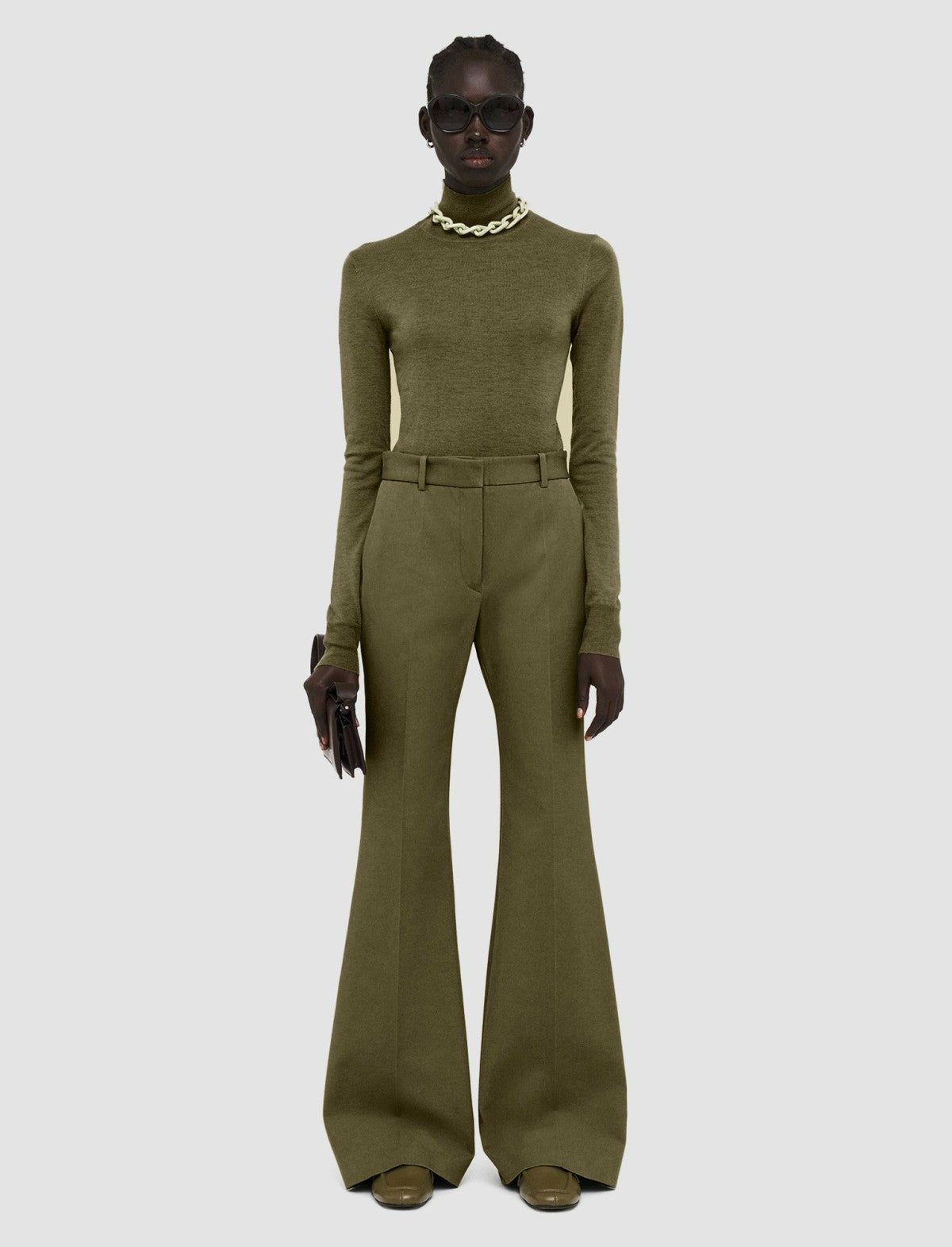 JOSEPH Fashion Women Tafira Gabardine Stretch Trousers Dark Olive