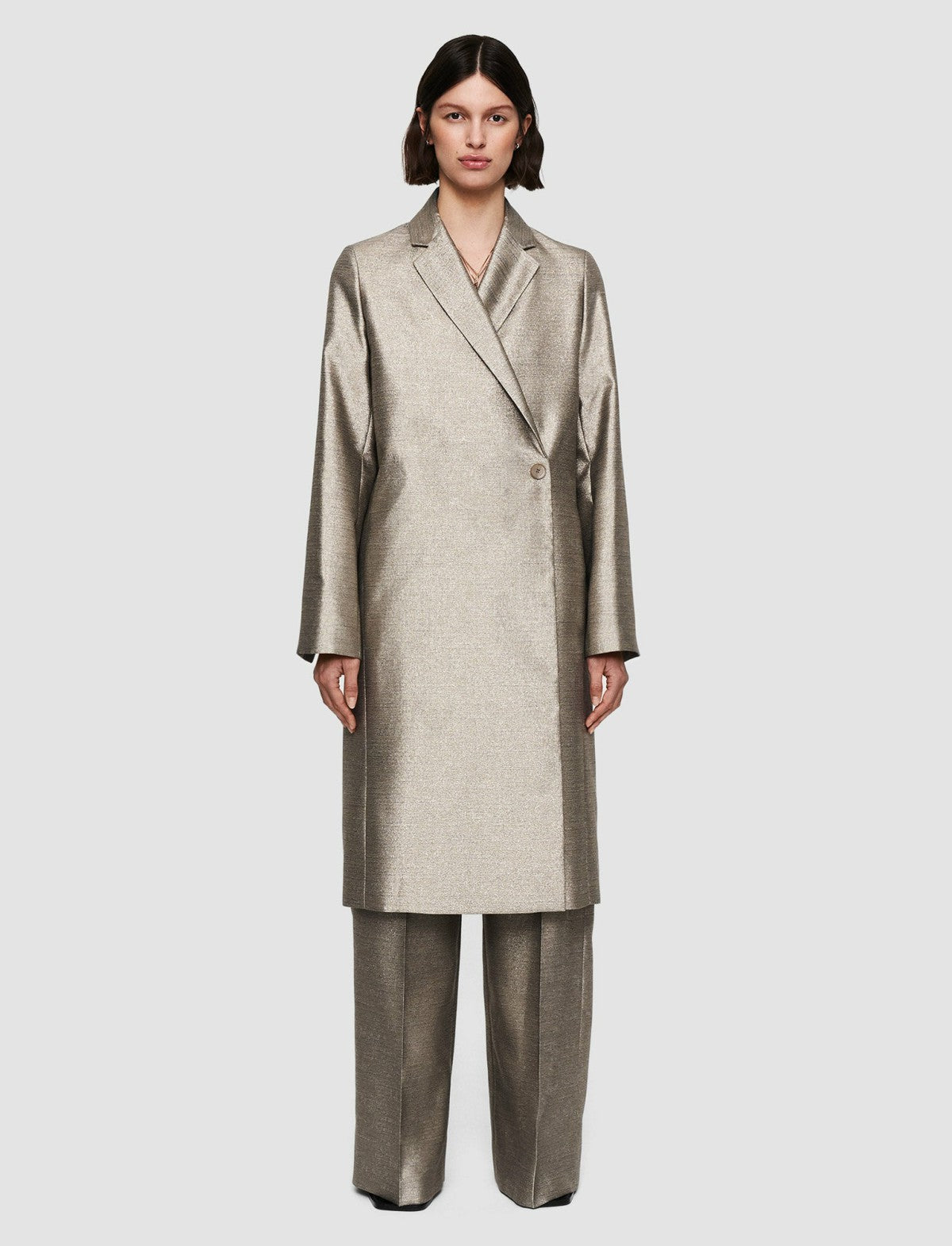 JOSEPH Fashion Women Textured Metallic Clotilde Coat Metallic Spark