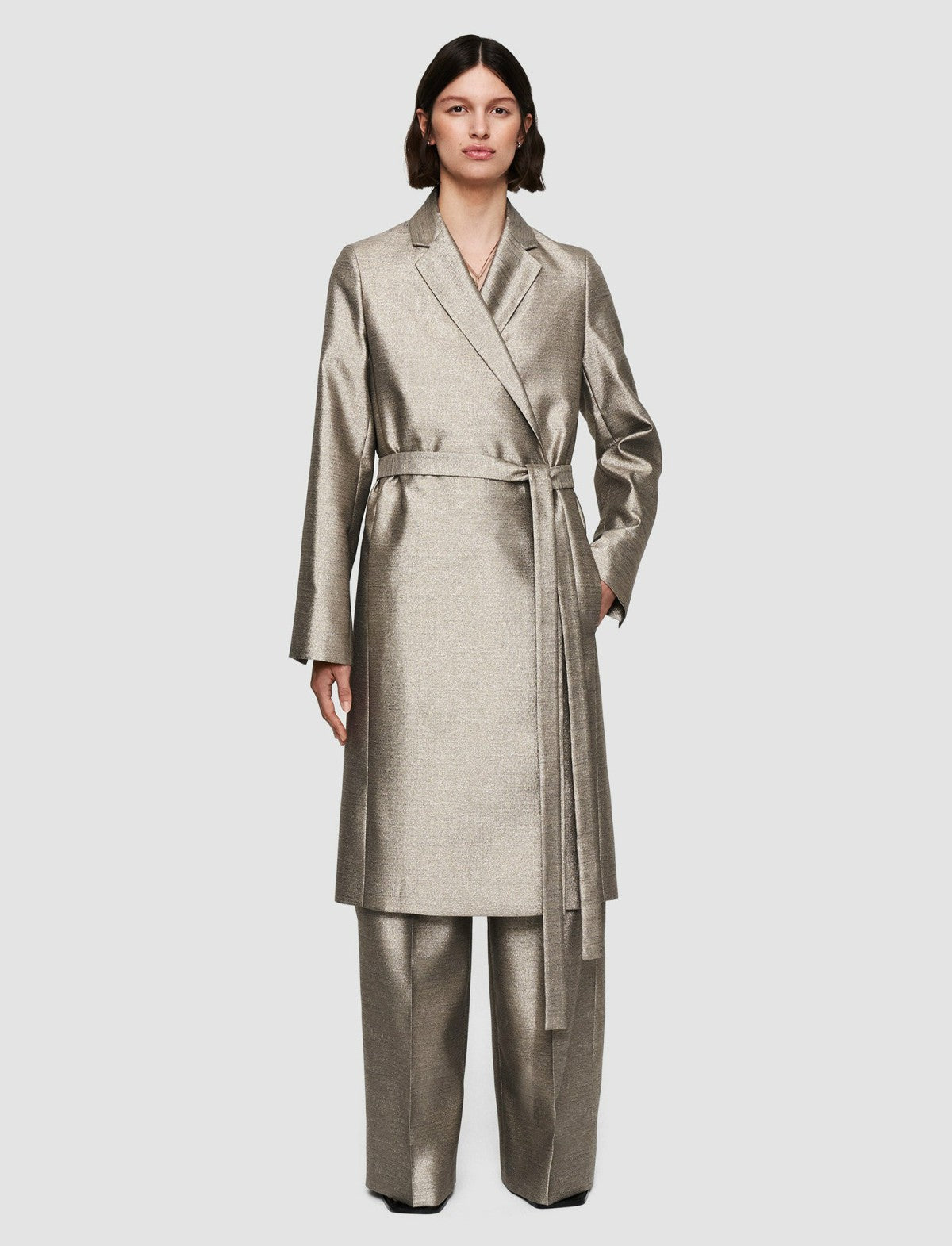 JOSEPH Fashion Women Textured Metallic Clotilde Coat Metallic Spark