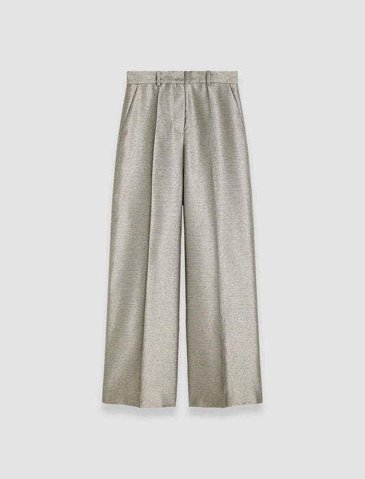 JOSEPH Fashion Women Textured Metallic Alana Trousers Metallic Spark