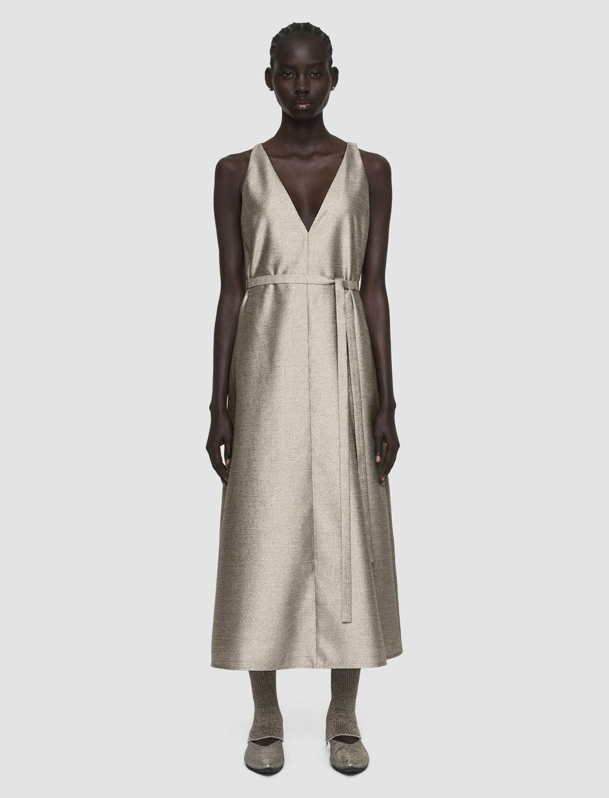 JOSEPH Fashion Women Textured Metallic Desiree Dress Metallic Spark