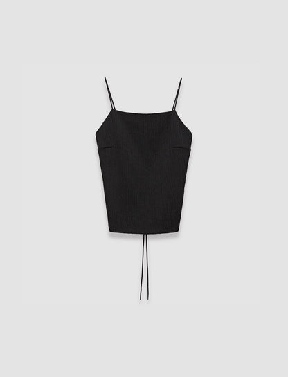 JOSEPH Fashion Women Textured Viscose Baste Backless Top Black