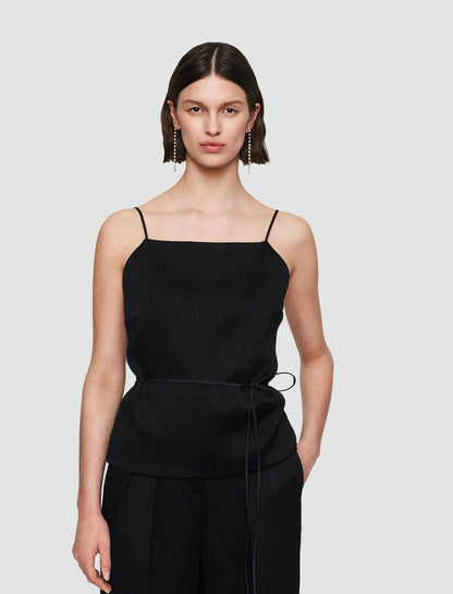 JOSEPH Fashion Women Textured Viscose Baste Backless Top Black