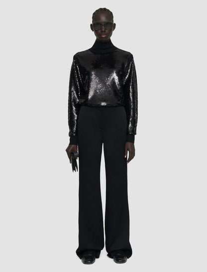 JOSEPH Fashion Women Textured Viscose Morissey Trousers Black