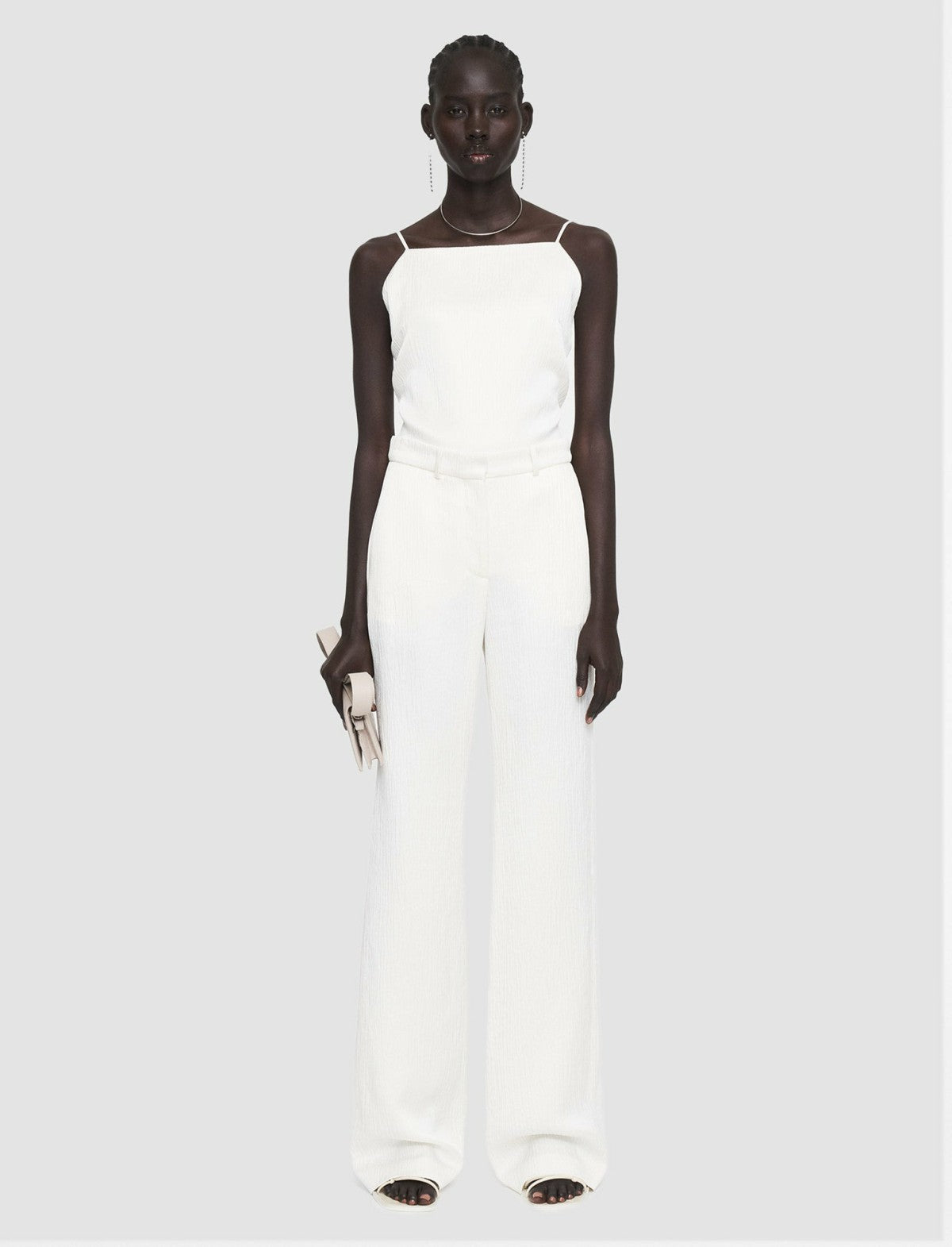 JOSEPH Fashion Women Textured Viscose Morissey Trousers Ivory