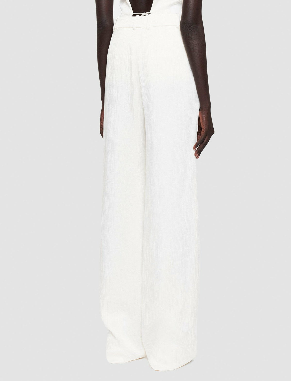 JOSEPH Fashion Women Textured Viscose Morissey Trousers Ivory