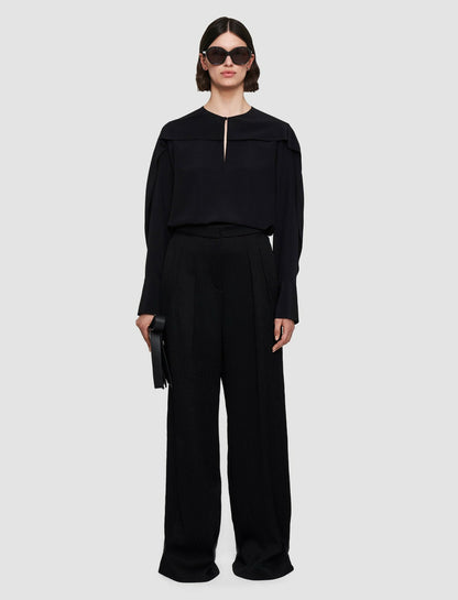 JOSEPH Fashion Women Textured Viscose Talma Trousers Black