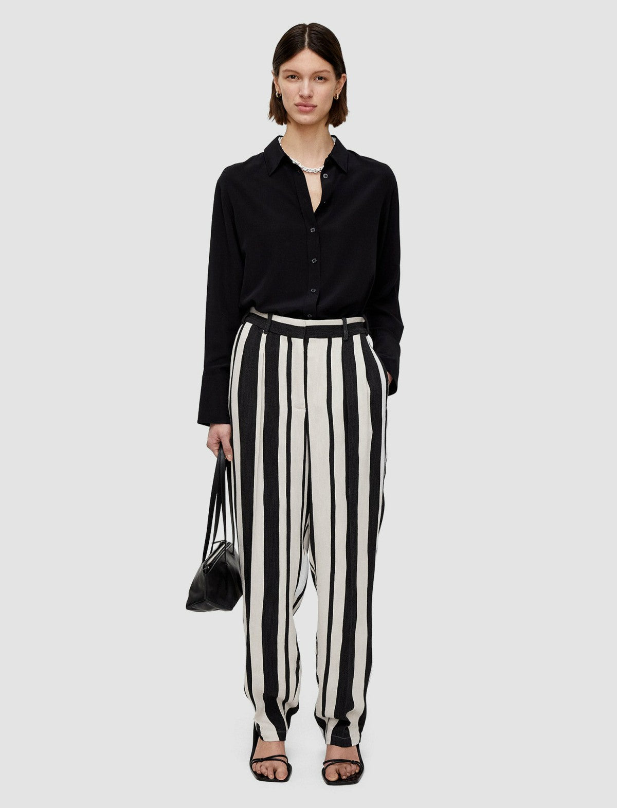 JOSEPH Fashion Women Joseph Stripe Buckley Trousers Oyster White/ Black