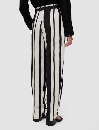 JOSEPH Fashion Women Joseph Stripe Buckley Trousers Oyster White/ Black