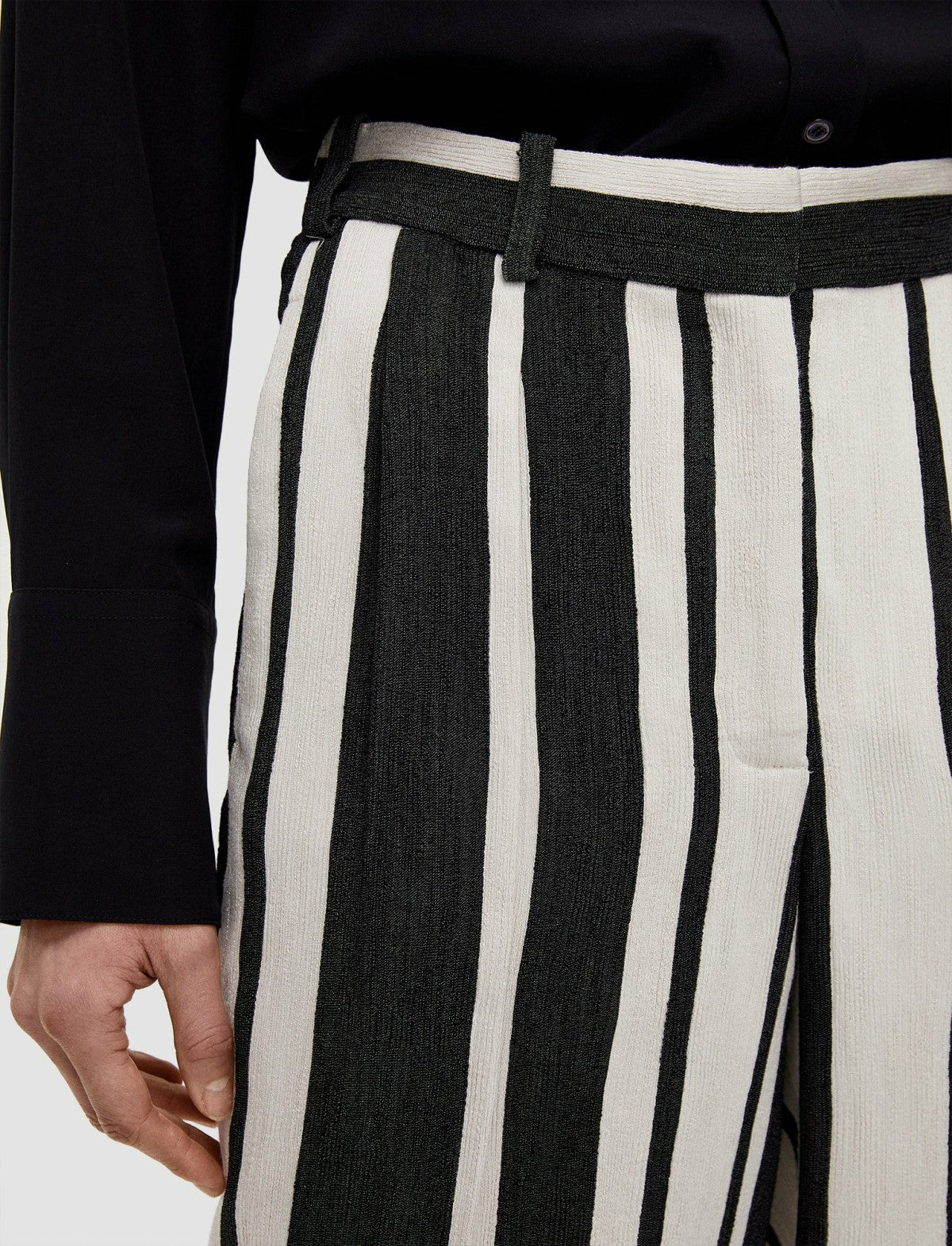 JOSEPH Fashion Women Joseph Stripe Buckley Trousers Oyster White/ Black