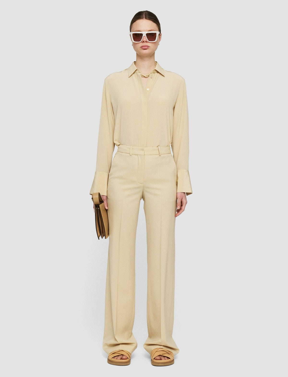 JOSEPH Fashion Women Morissey Tailoring Wool Stretch Trousers Safari