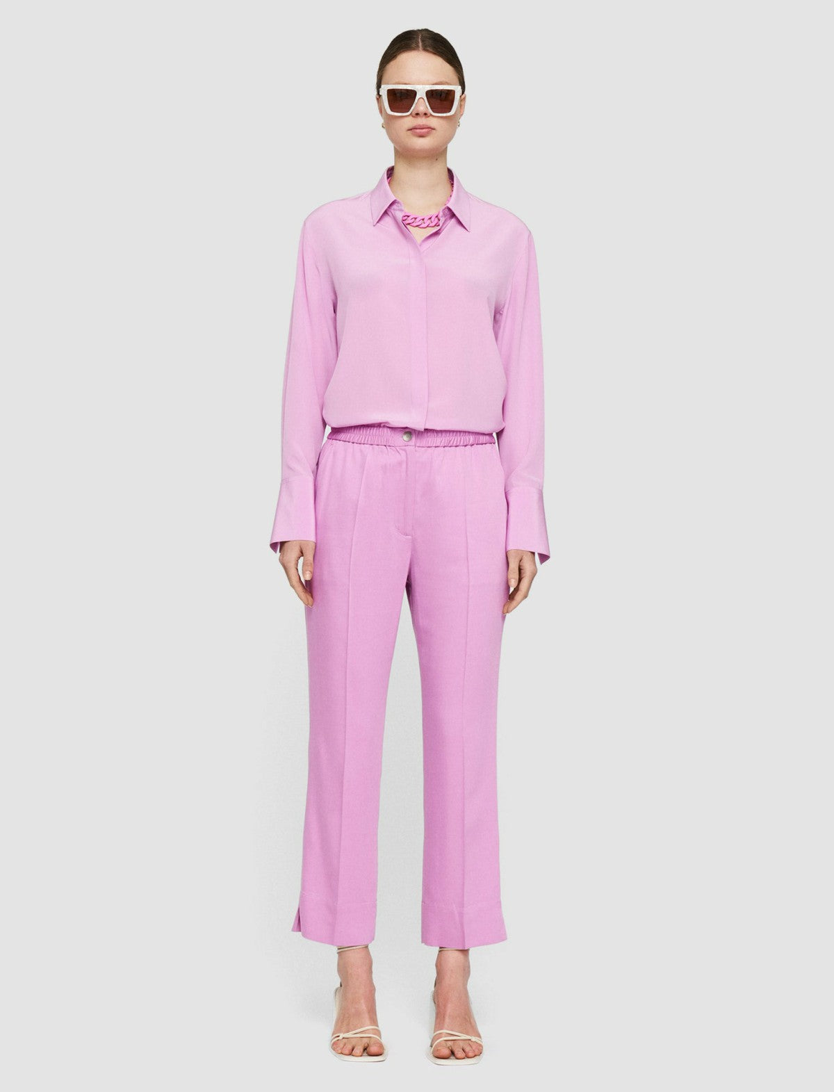 JOSEPH Fashion Women Soft Viscose Tailoring Tottenham Trousers Begonia Pink