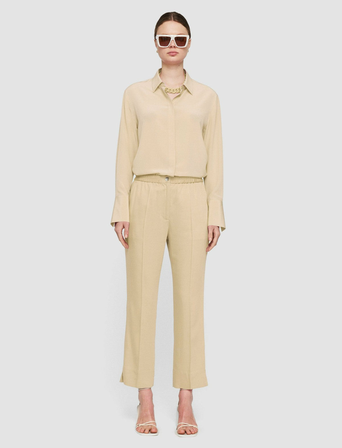JOSEPH Fashion Women Soft Viscose Tailoring Tottenham Trousers Safari