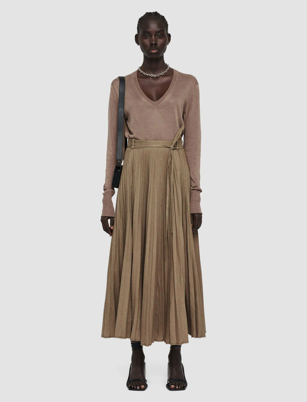 JOSEPH Fashion Women Linen Cotton Siddons Skirt Frozen Mocha