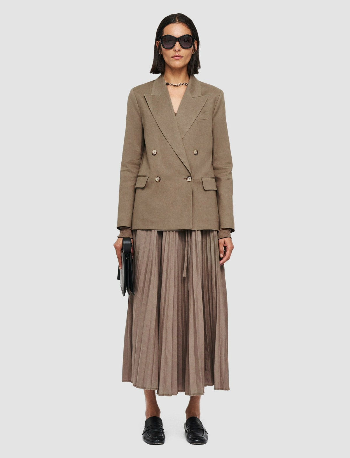 JOSEPH Fashion Women Linen Cotton Jaden Jacket Frozen Mocha
