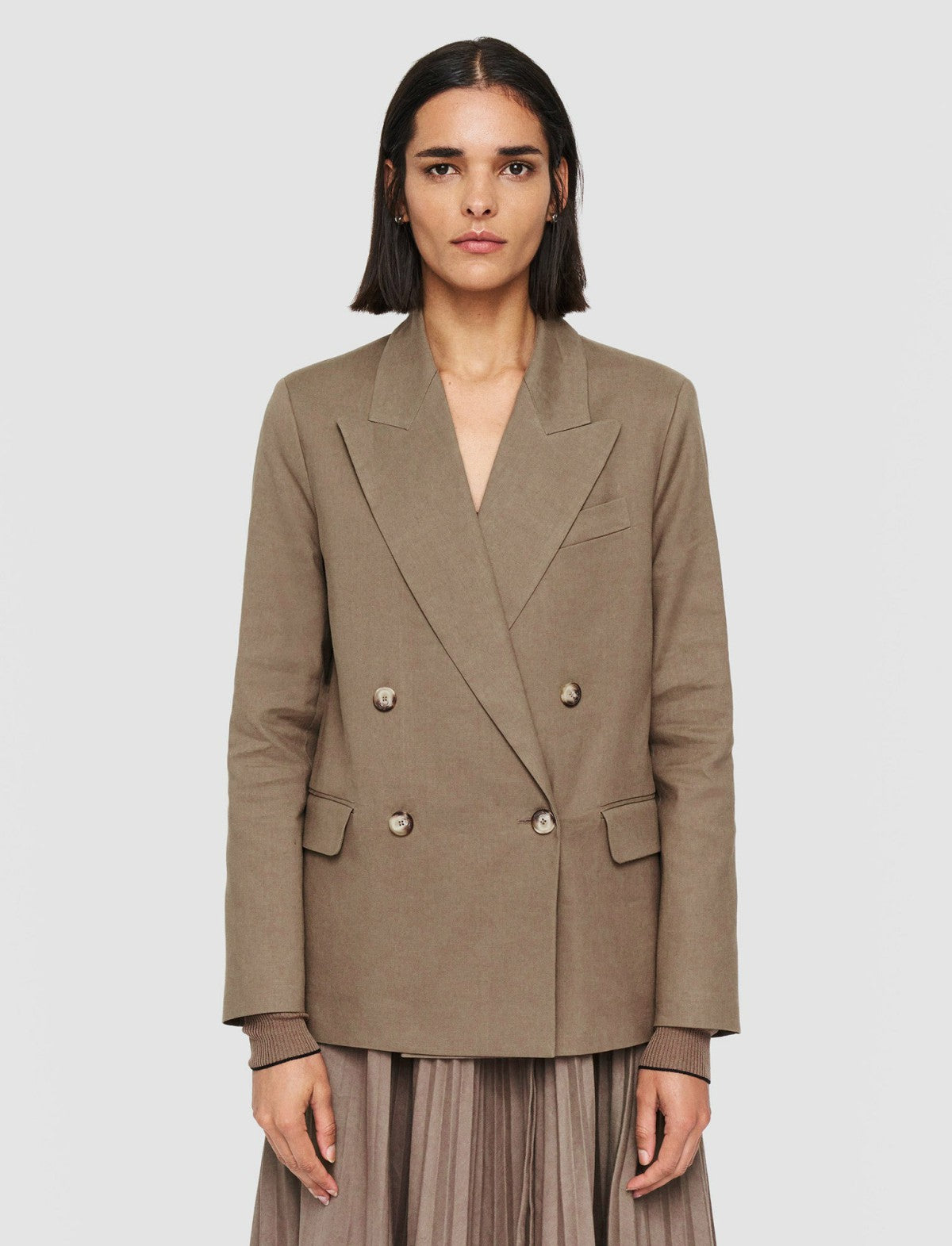 JOSEPH Fashion Women Linen Cotton Jaden Jacket Frozen Mocha
