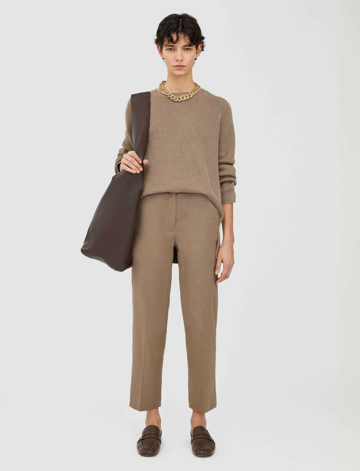 JOSEPH Fashion Women Linen Cotton Trina Trousers Frozen Mocha