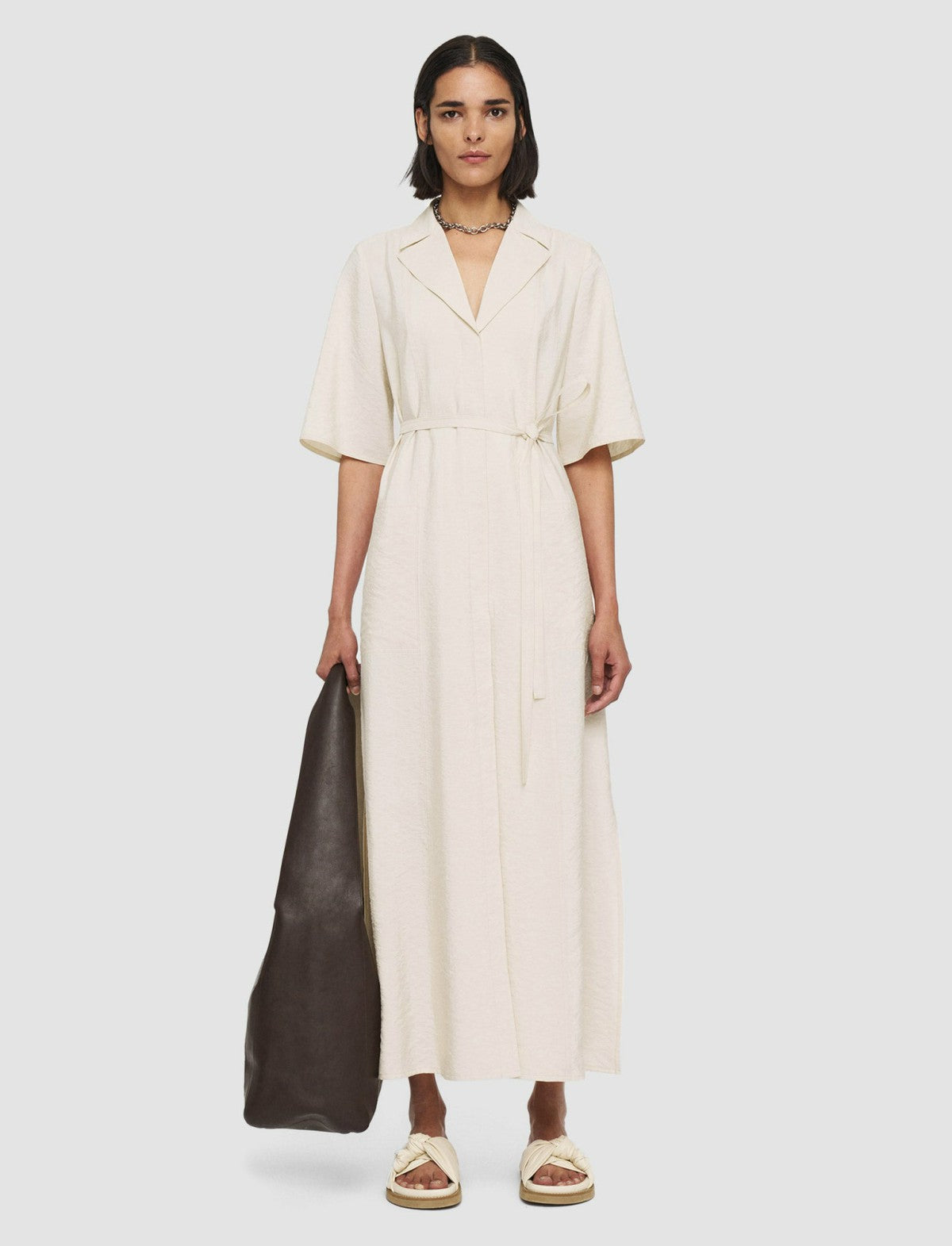 JOSEPH Fashion Women Textured Twill Dareau Dress Papyrus