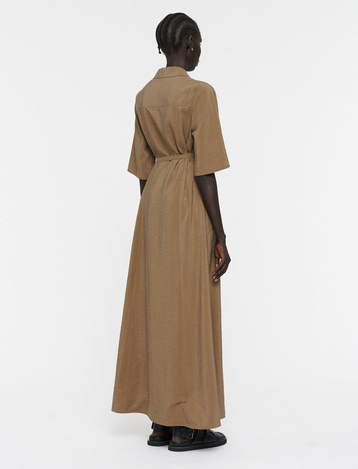 JOSEPH Fashion Women Textured Twill Dareau Dress Frozen Mocha