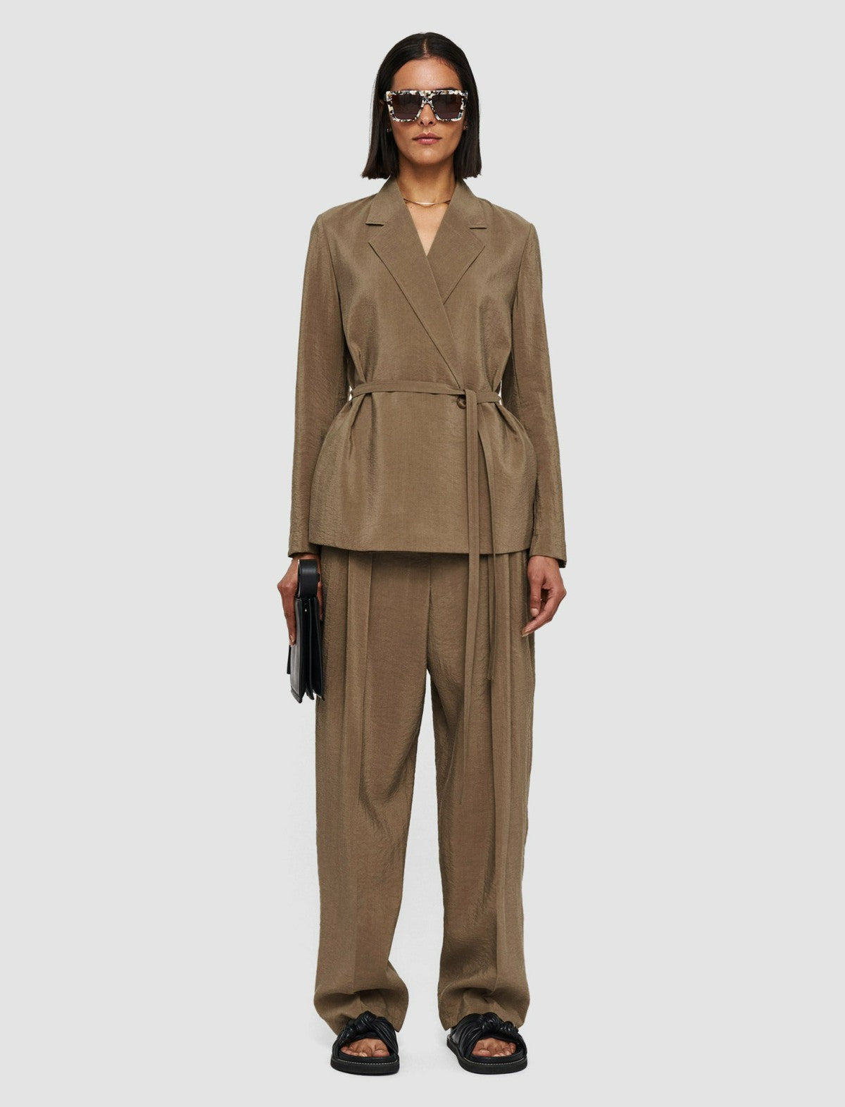 JOSEPH Fashion Women Textured Twill Mayet Jacket Frozen Mocha