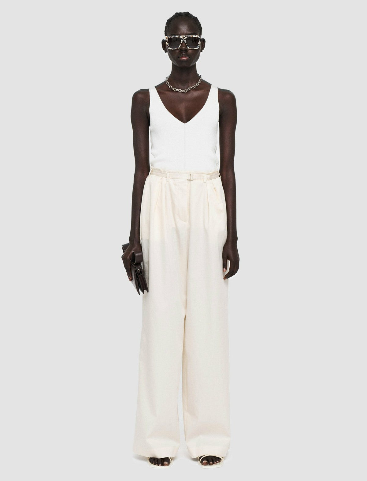 JOSEPH Fashion Women Light Cotton Sateen Tunis Trousers Papyrus
