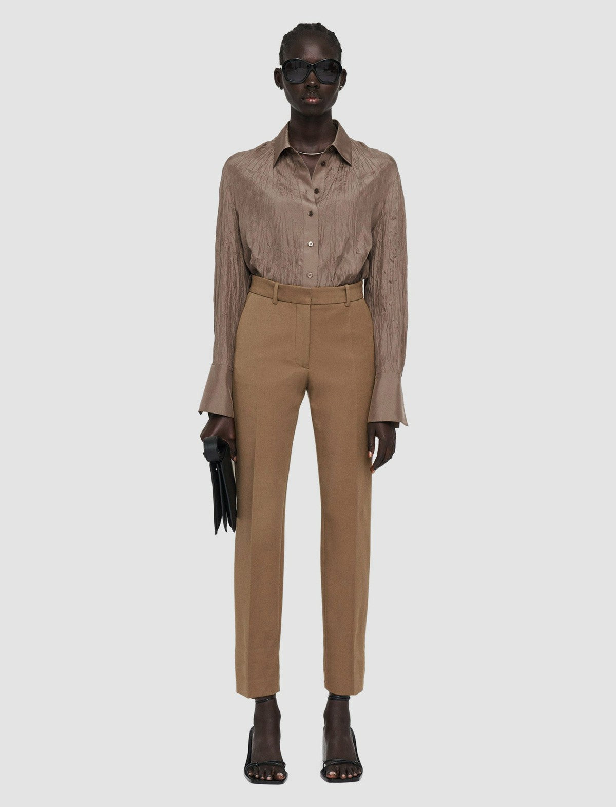 JOSEPH Fashion Women Bi-Stretch Toile Coleman Trousers Frozen Mocha