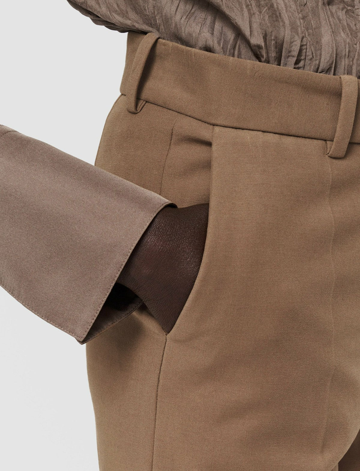 JOSEPH Fashion Women Bi-Stretch Toile Coleman Trousers Frozen Mocha