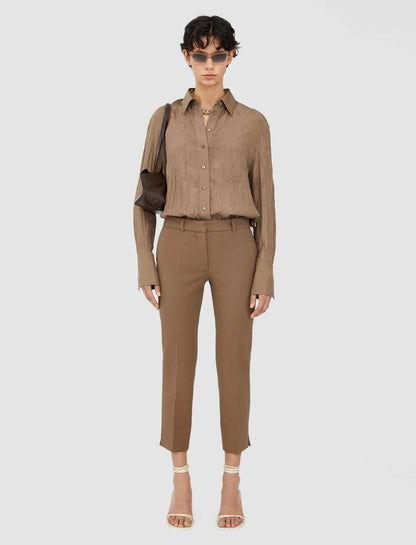 JOSEPH Fashion Women Bi-Stretch Toile Bing Court Trousers Frozen Mocha