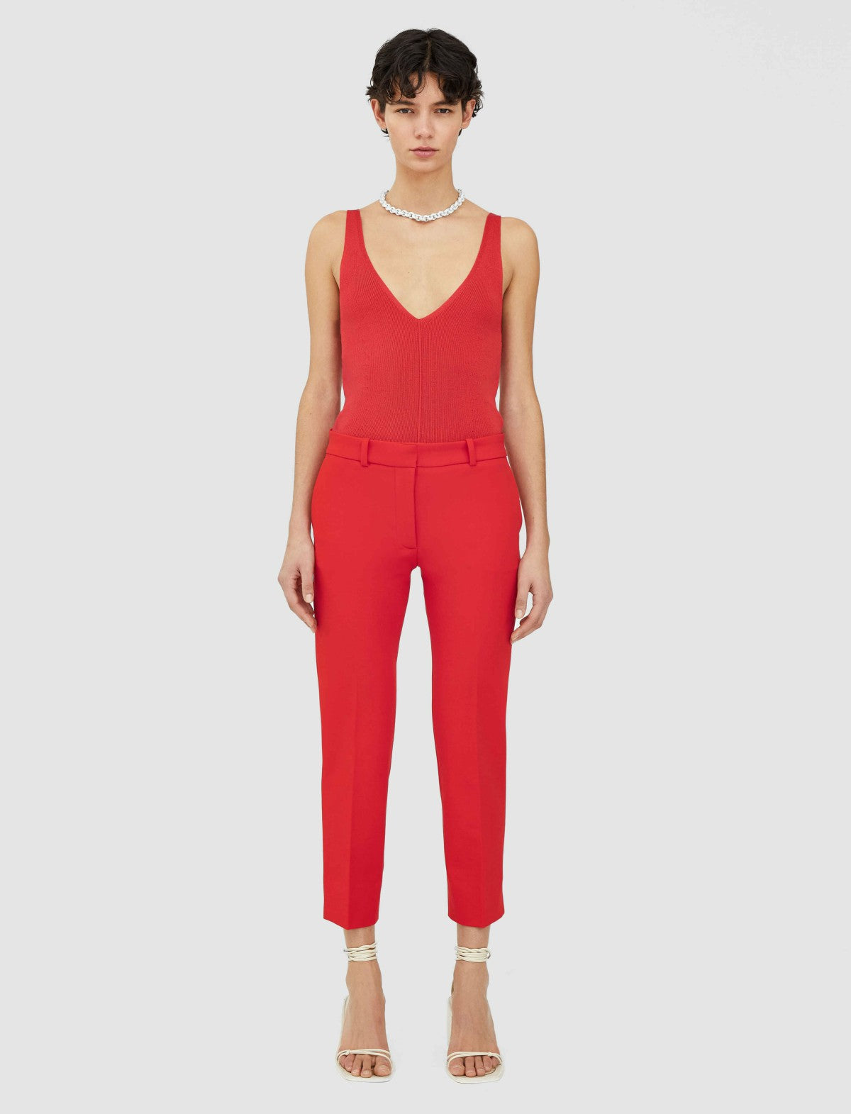 JOSEPH Fashion Women Bi-Stretch Toile Bing Court Trousers Crimson