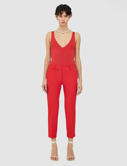 JOSEPH Fashion Women Bi-Stretch Toile Bing Court Trousers Crimson