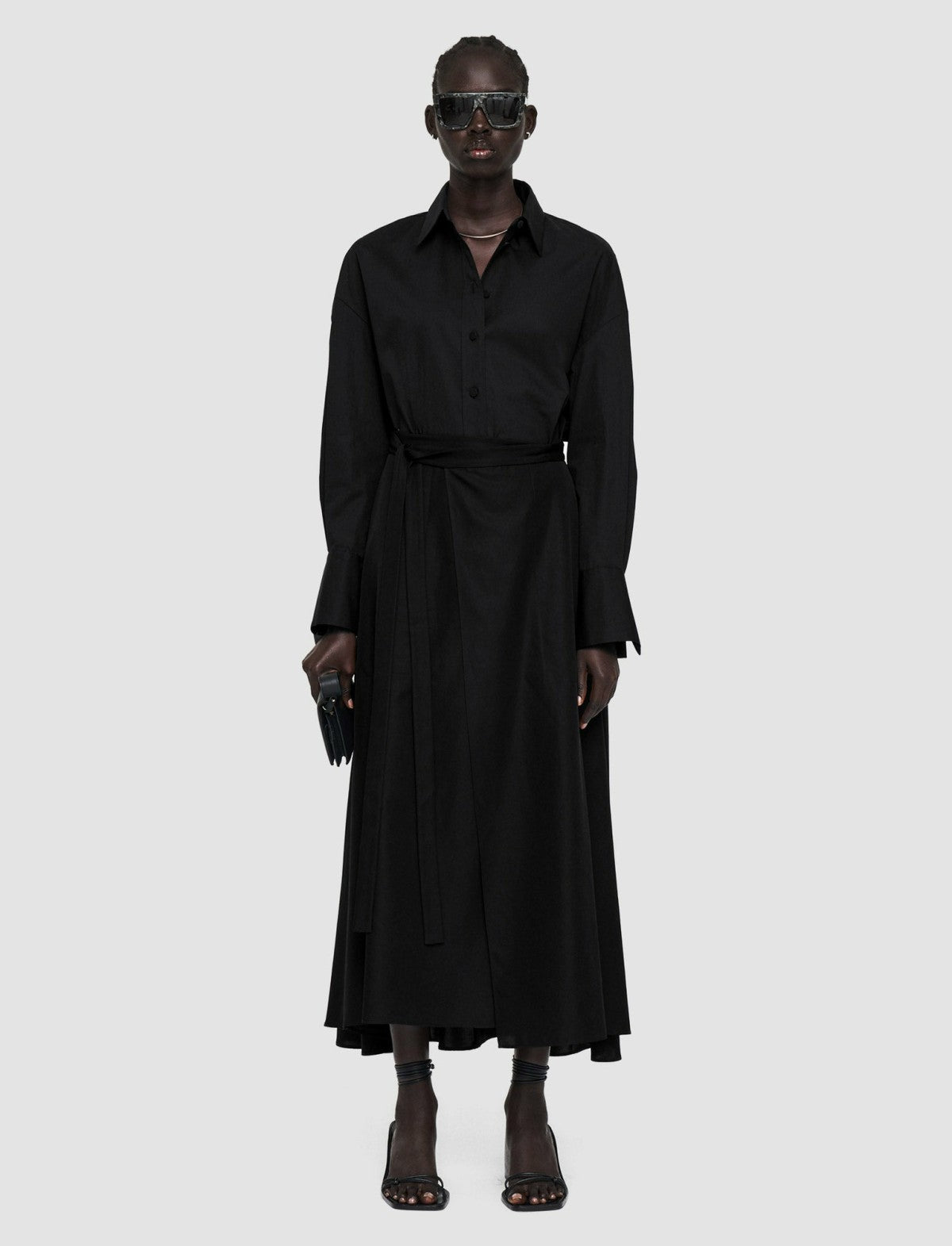 JOSEPH Fashion Women Light Cotton Sateen Alix Skirt Black