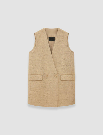 JOSEPH Fashion Women Speckled Silk Linen Arago Waistcoat Sesame