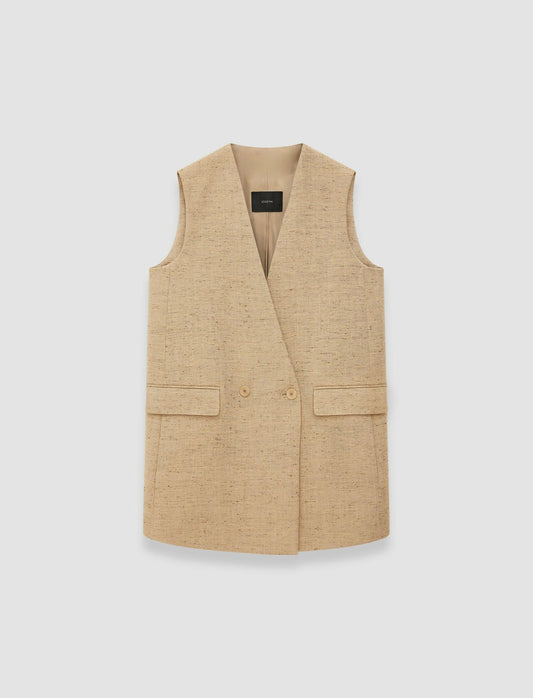 JOSEPH Fashion Women Speckled Silk Linen Arago Waistcoat Sesame